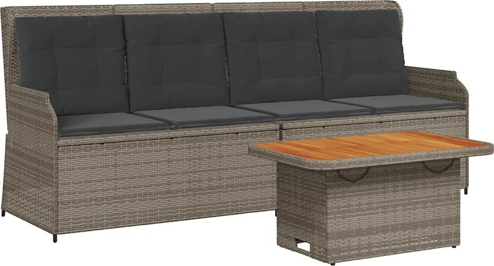 vidaXL Set mobilier de grădină cu perne, 3 piese, gri, poliratan