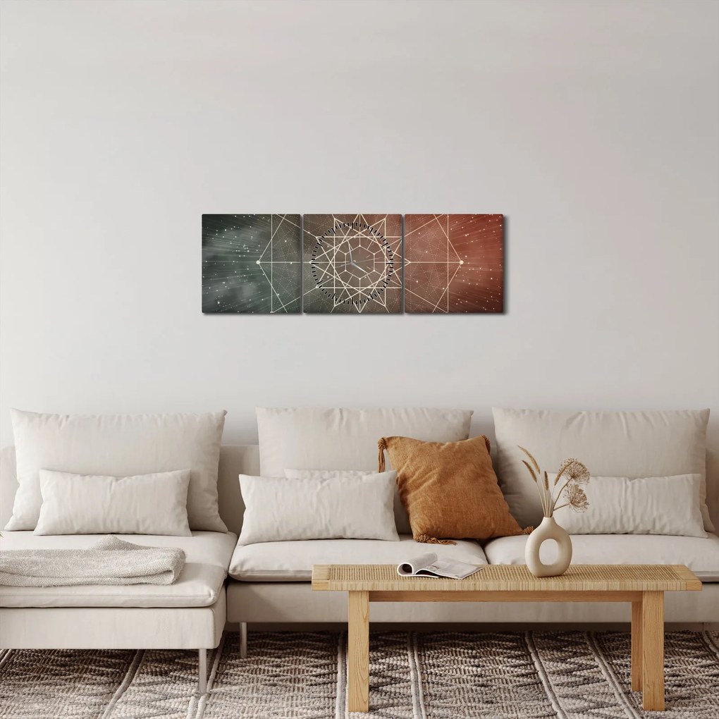 Tablou - Dodecagrama cosmică (cu ceas) (90x30 cm)