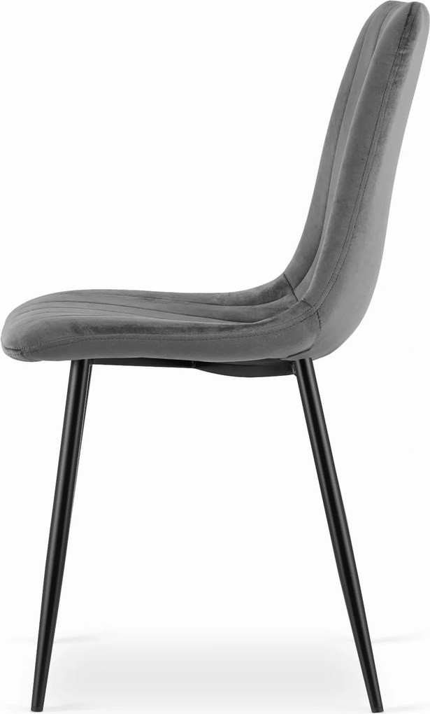 Oferta Scaun de catifea gri LAVA cu picioare negre II. calitate