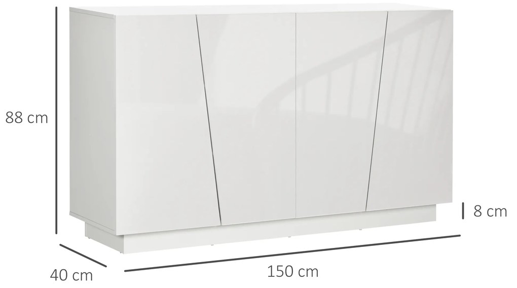 Dulap multifunctional HOMCOM cu 5 niveluri din PA alb cu polita reglabila pe 3 niveluri si baza inaltata, 150x40x88 cm | Aosom Romania