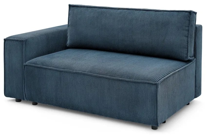 Modul pentru canapea albastru închis cu tapițerie din catifea reiată (cu colț pe partea stângă ) Nihad modular – Bobochic Paris