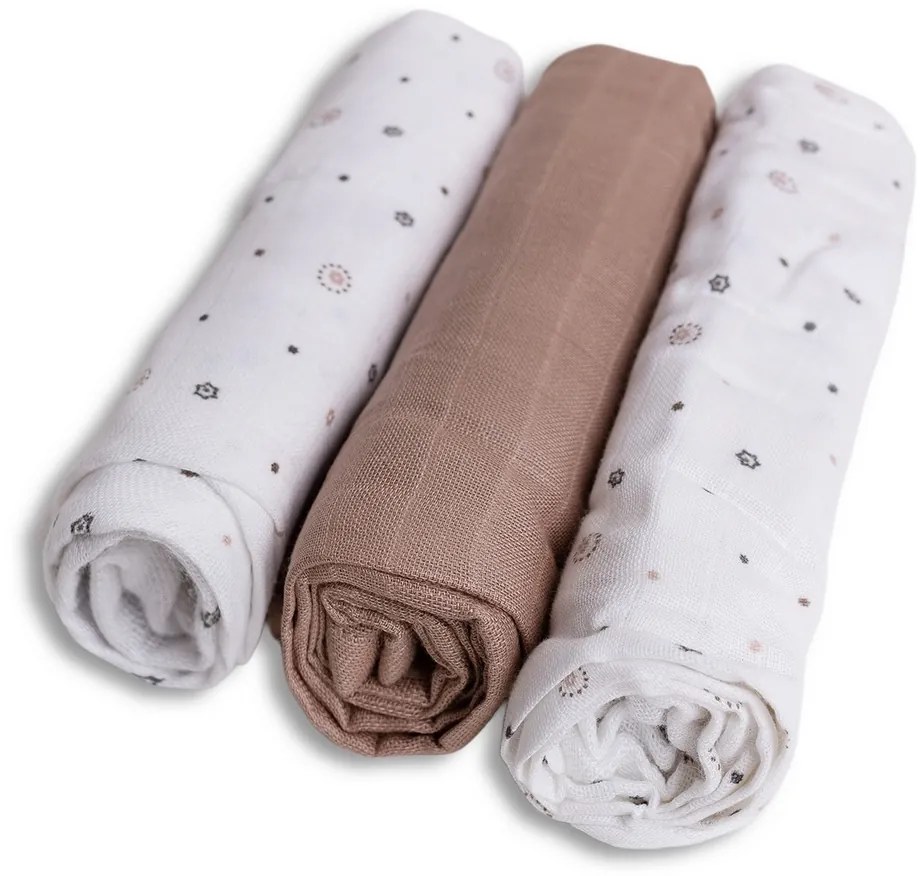 Babymatex Scutece din bambus Steluțe, 70 x 70 cm, set de 3 bucăți