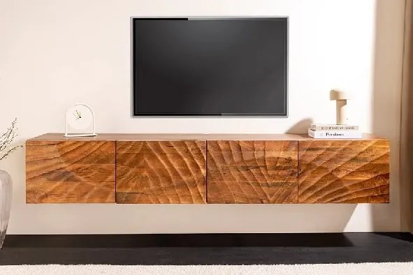 Comoda TV suspendata din lemn de mango Scorpion 200cm, maro