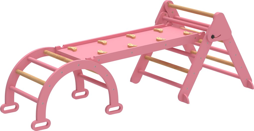 AIYAPLAY Cadru de escaladă pentru interior, 7 în 1 triunghi de escaladă pliabil cu tobogan, arc de cățărare | Aosom Romania