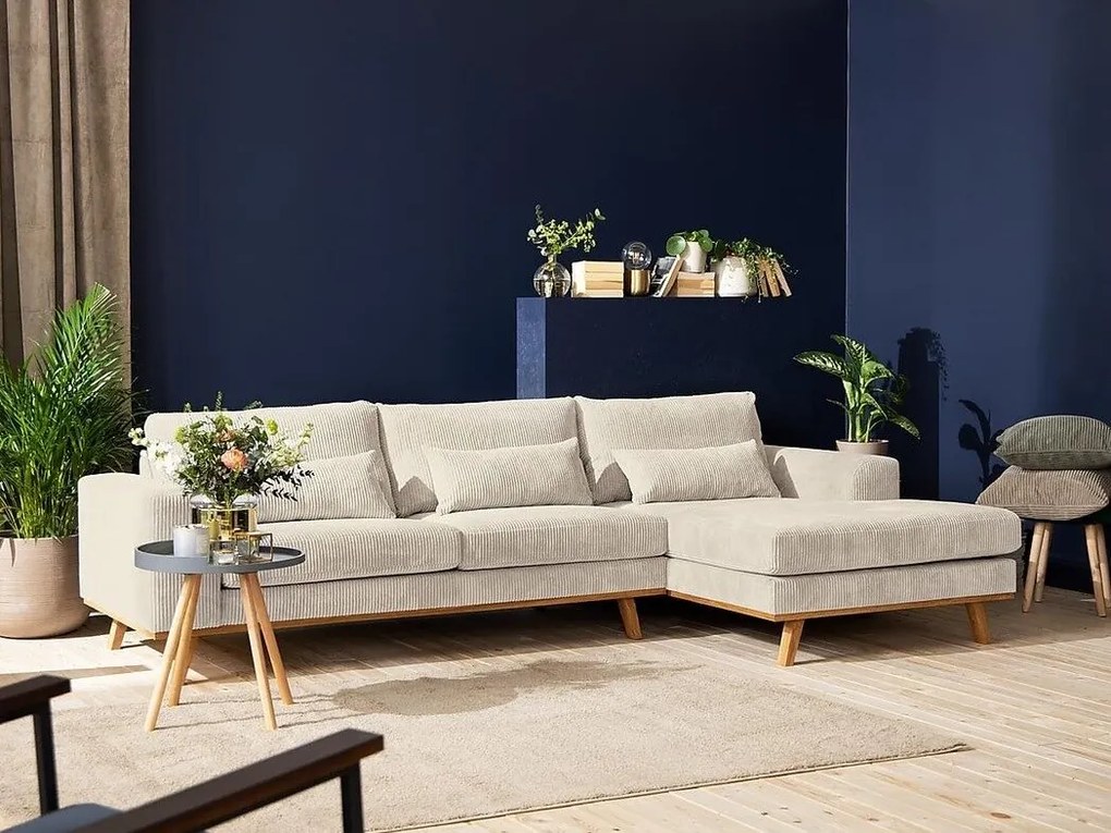 Colțar Seattle K105Maro deschis, 280x160x85cm, Picioare: Lemn, Lemn: Pin