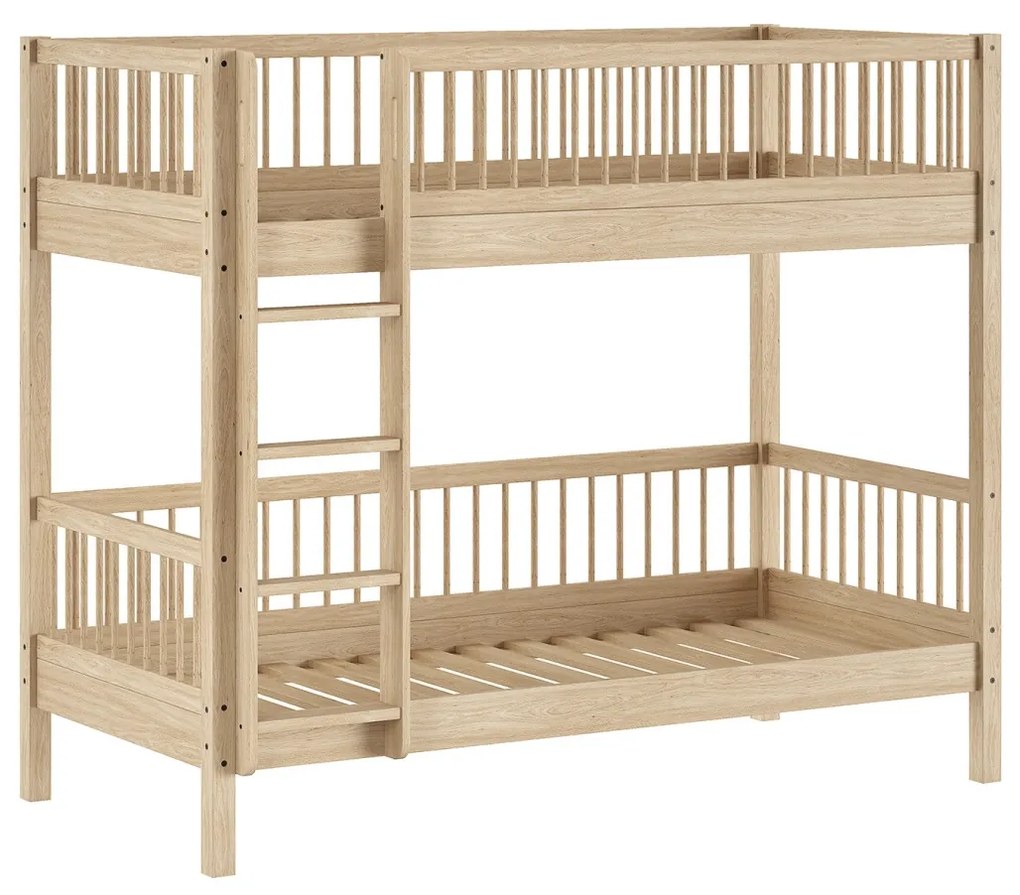 Pat Supraetajat Forrest Beech 90x200 cm, pentru Camera Copii, din Lemn de Fag, cu Sertar Inclus – Vipack