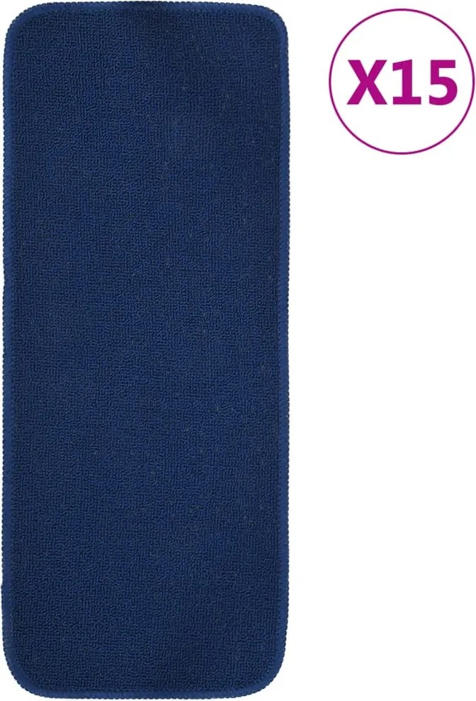 vidaXL Covorașe de scări, 15 buc., bleumarin, 60x25 cm, dreptunghiular