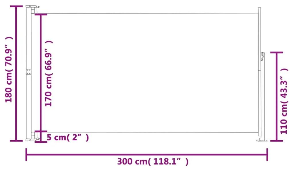 Copertina laterala retractabila de terasa, gri, 180x300 cm Gri, 180 x 300 cm