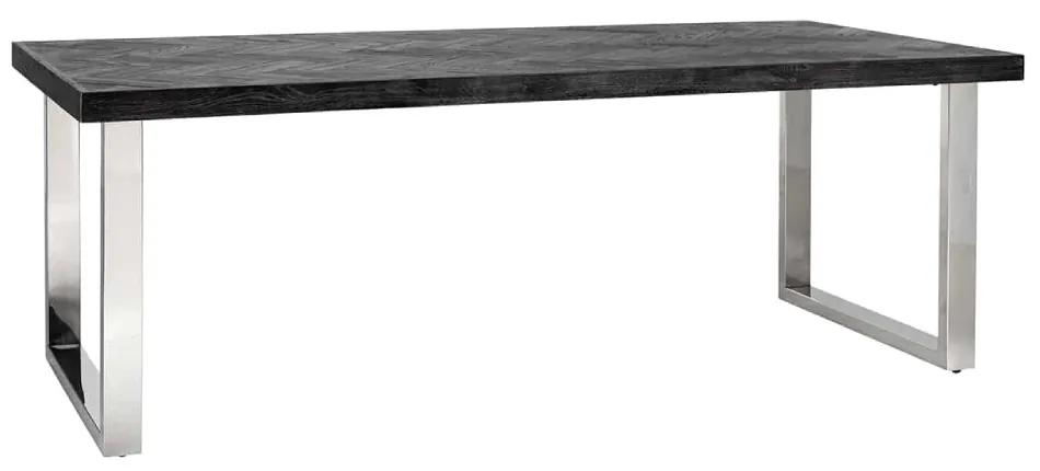 Masa dining neagra argintie 220x100cm Blackbone