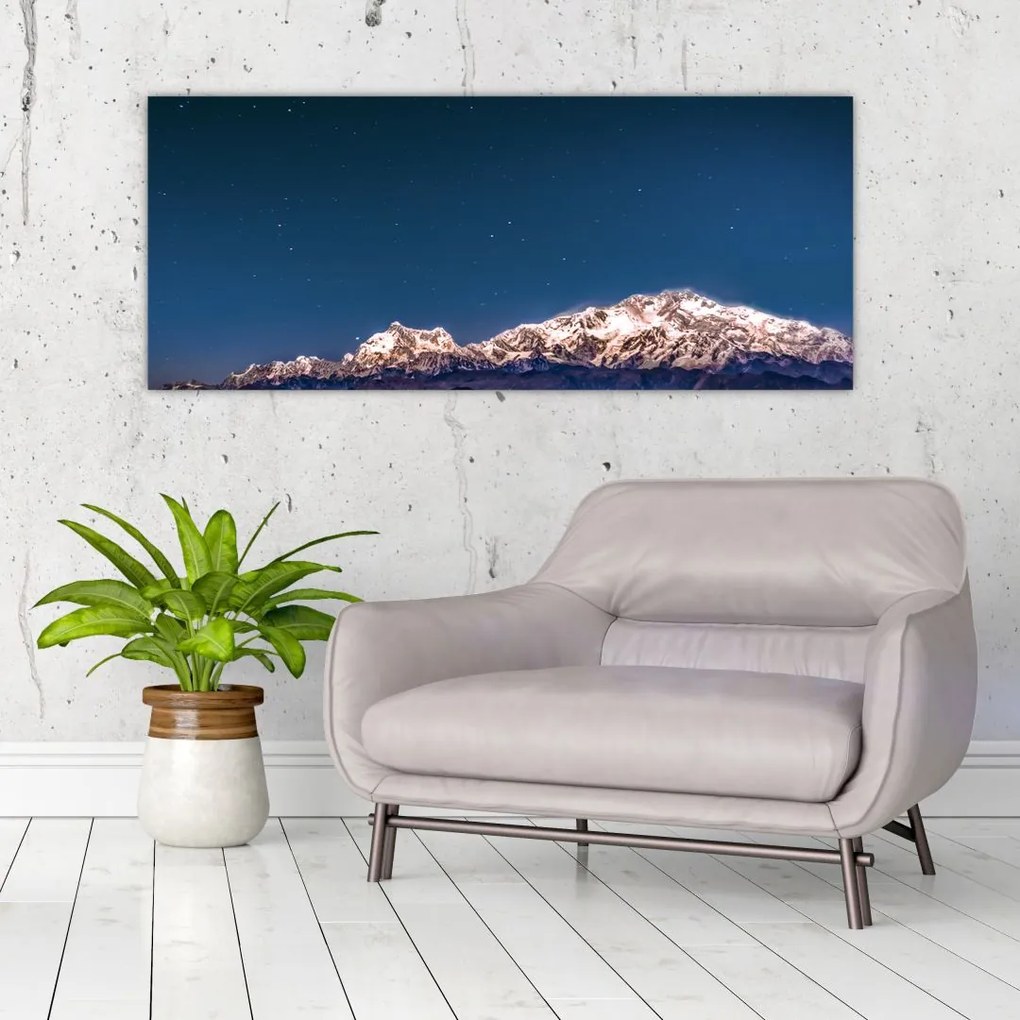 Tablou cu munți și cerul nocturn (120x50 cm)
