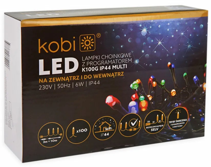 Sir luminos 100 leduri, 10 metri, 7 programe, 6W, multicolor Kobi
