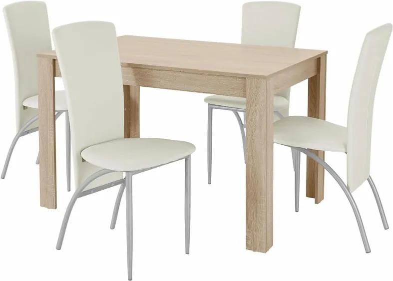 Set masă cu 4 scaune Støraa Lori Nevada Oak White, alb