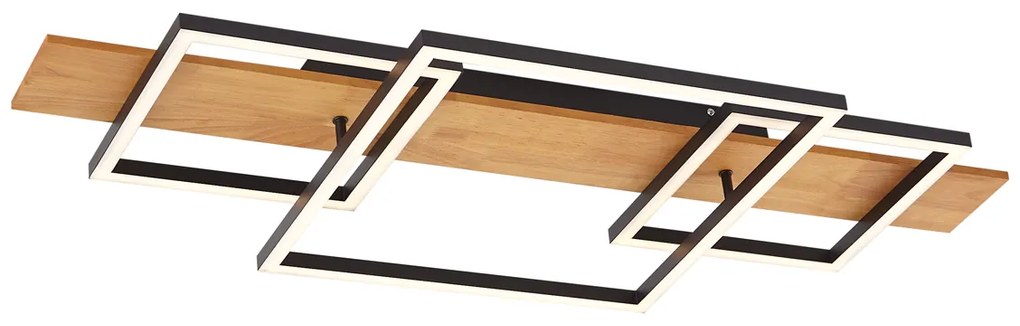 Plafonieră de design neagră pătrată, incl. LED, cu dimmer în 3 trepte - Nimue