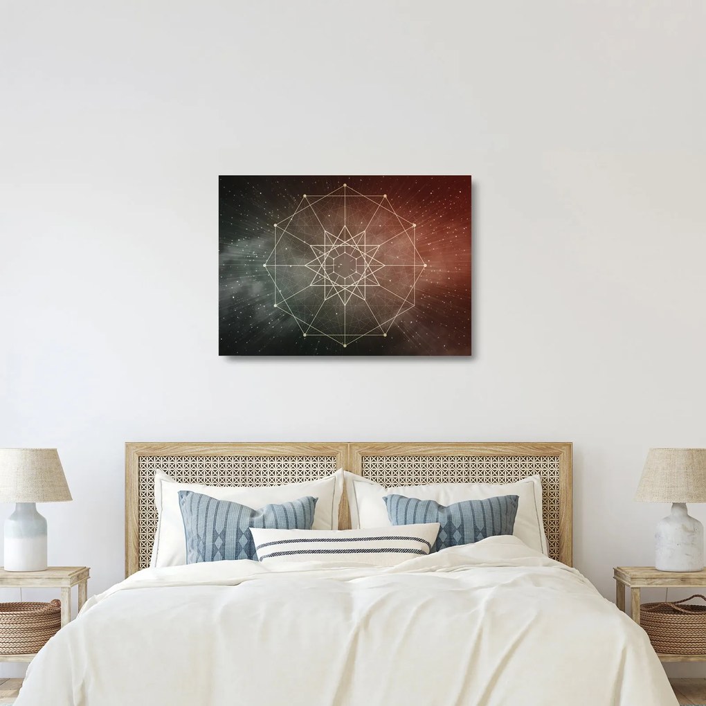 Tablou pe sticlă - Dodecagrama cosmică (70x50 cm)