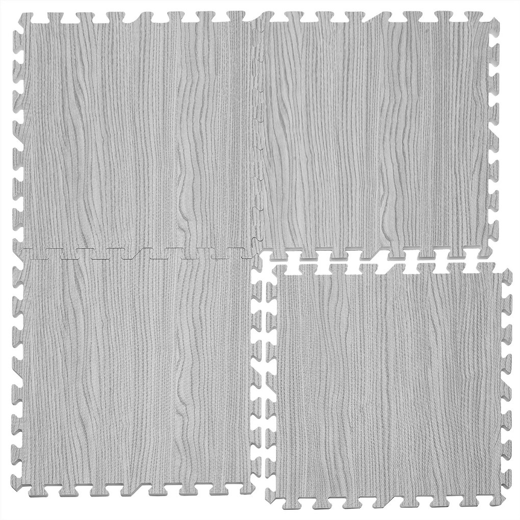 Covor pentru protectie pardoseala Puzzle 8 bucati Aspect lemn gri