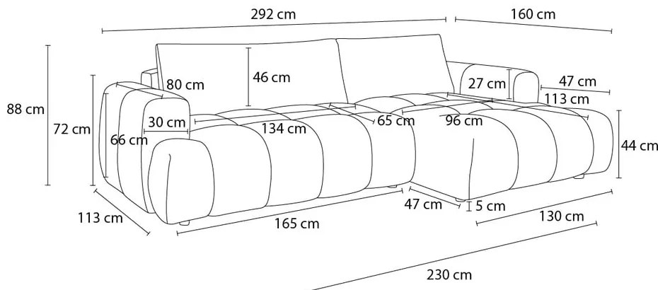 Colțar roz extensibil/cu spațiu de depozitare (cu colț pe partea dreaptă/cu șezlong) Fuji – Bobochic Paris