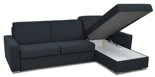 Canapea colțar extensibilă LEKA albastră, cu spațiu depozitare, pentru dormit zi