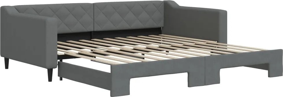 vidaXL Pat de zi cu extensie, gri închis, 100x200 cm, textil