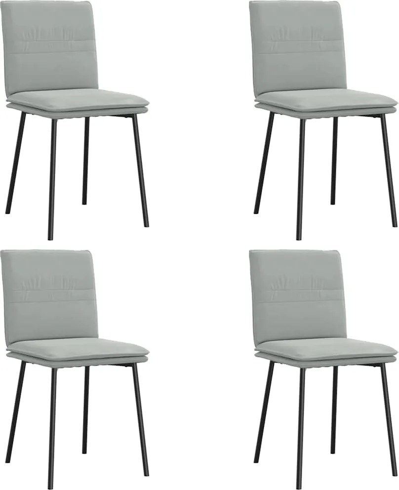 vidaXL Scaune de bucătărie, 4 buc., gri deschis, catifea