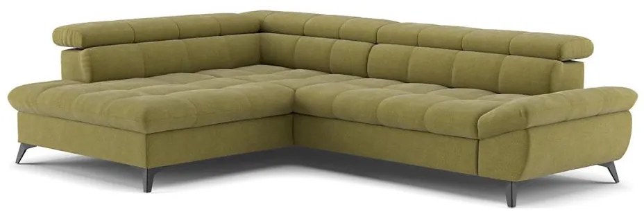 Canapea colțar extensibilă în L MARANO stânga, culoare măslinie