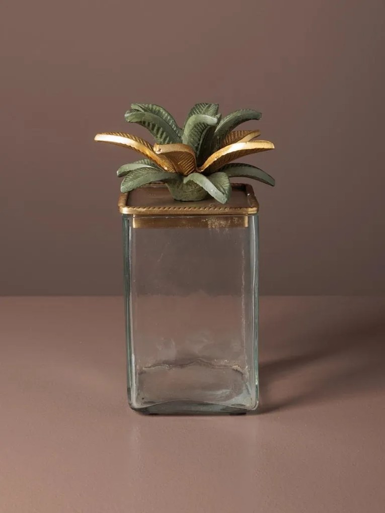 Cutie decorativa, din sticla si alama, H18cm, Palmas