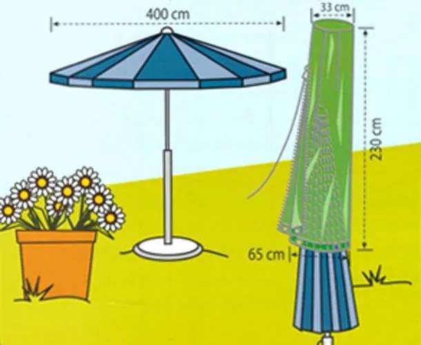Husă de umbrelă cu un diametru de până la 4 m - verde