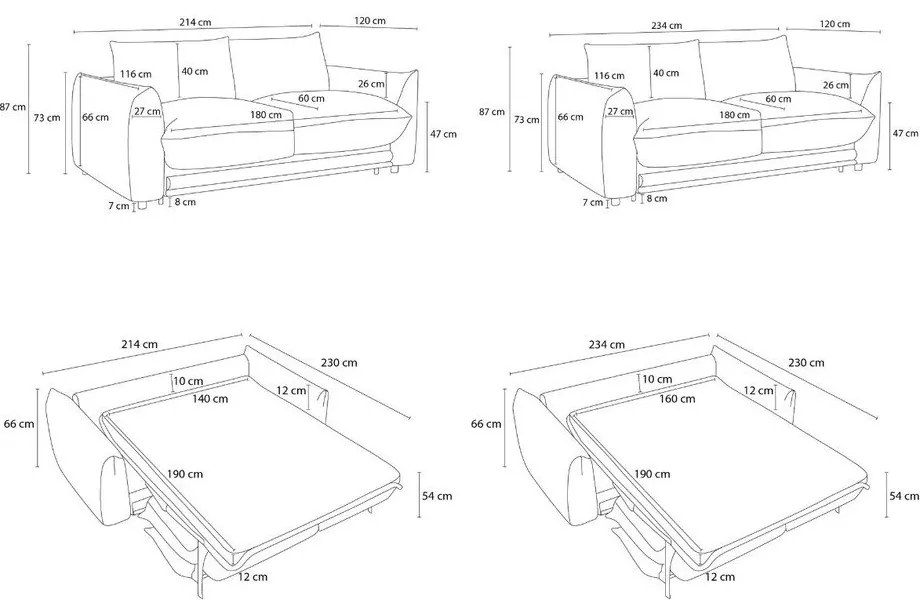 Canapea albastră extensibilă 214 cm Ernest – Bobochic Paris