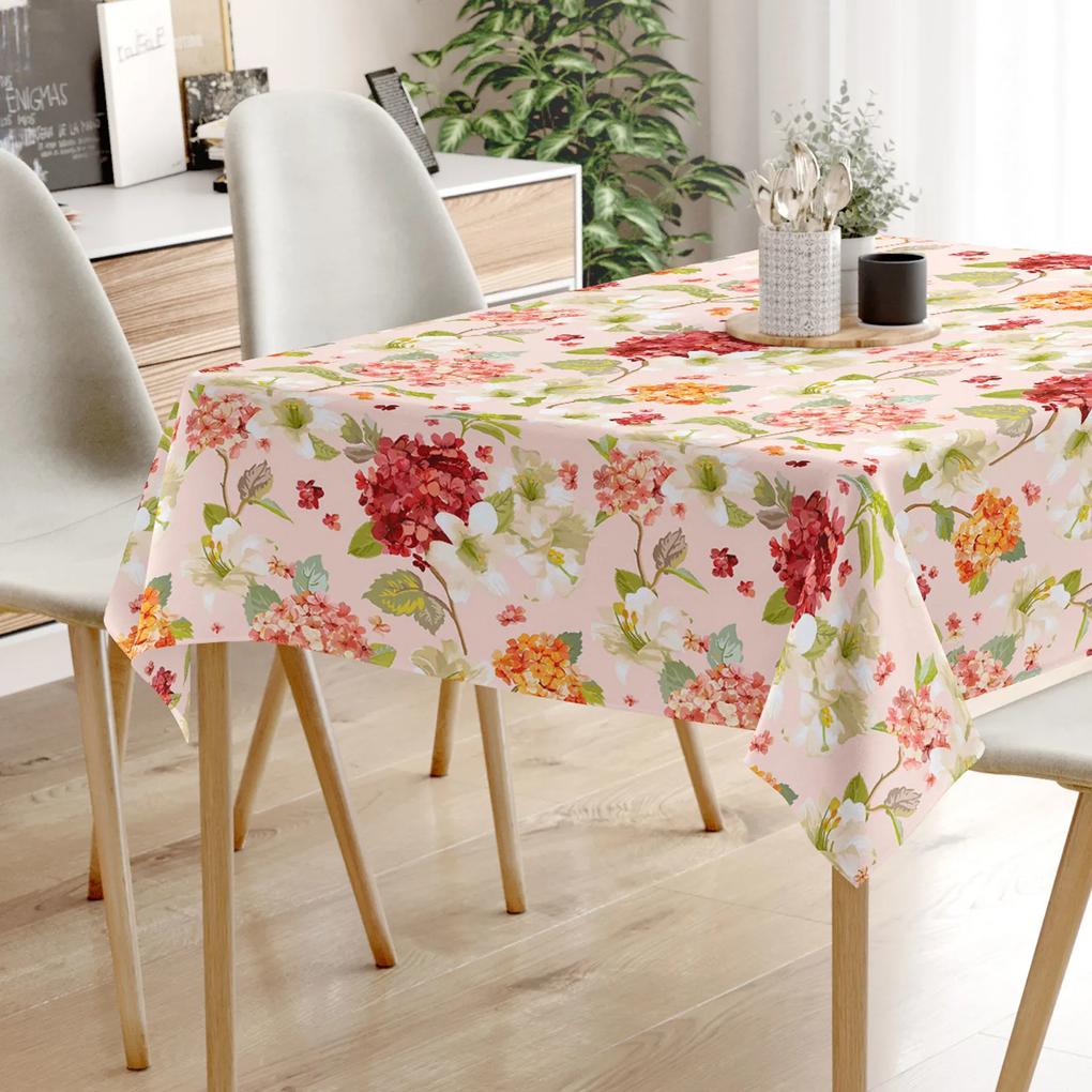 Goldea față de masă decorativă loneta - flori de primăvară 140 x 200 cm