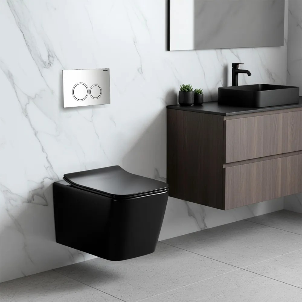 Roya Tina 82CHR set rezervor de toaletă de perete negru