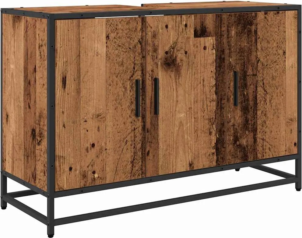 vidaXL Dulap de Baie cu ușă Lemn Vechi 90 x 33 x 60 cm Lemn compozit