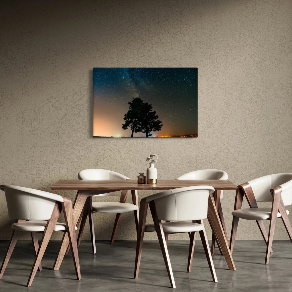 Tablou cu cerul nocturn și copaci (90x60 cm)
