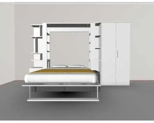 Set pat rabatabil dublu cu somiera, canapea 2 locuri, biblioteca si dulap Acordeon(100) - NOVA ACORDEON WARDROBE, SMALL BOOKCASE&SOFA SET(150X200)