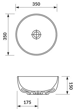 Cersanit K116-047-ECO - Lavoar pentru montare pe blat MODUO, Ø 35 cm, ceramică, alb lucios