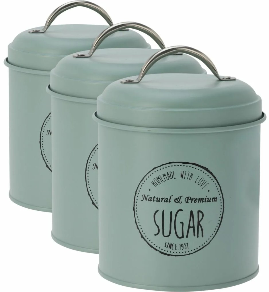 Set de cutii metalice Excellent Houseware pentrualimente 11 x 16 cm, 3 bucăți, verde, S