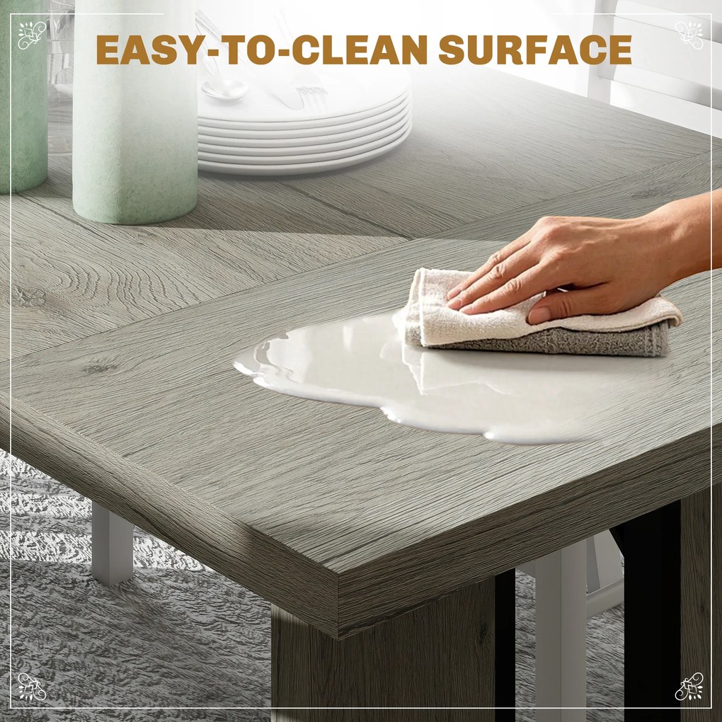 HOMCOM Masă de bucătărie în stil industrial pentru maxim 8 persoane Gri | Aosom Romania