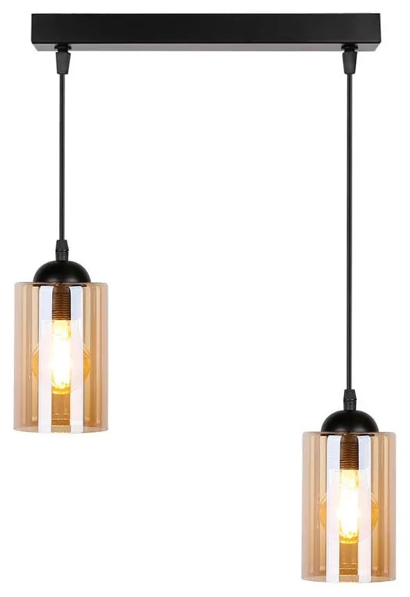 Lustră neagră cu abajur din sticlă 10x34 cm Bistro – Candellux Lighting