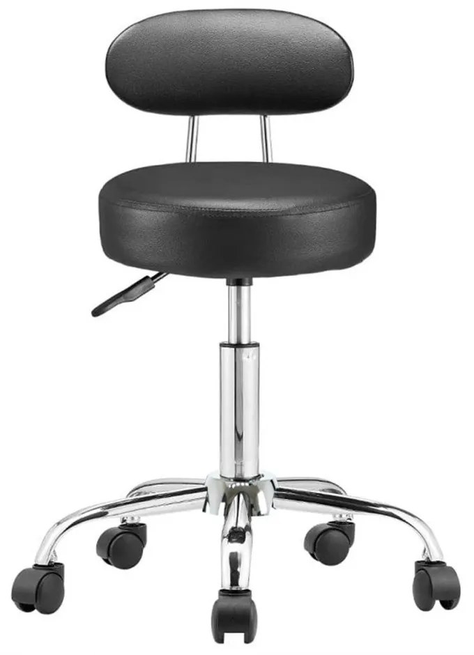 Scaun cosmetic cu spatar, negru