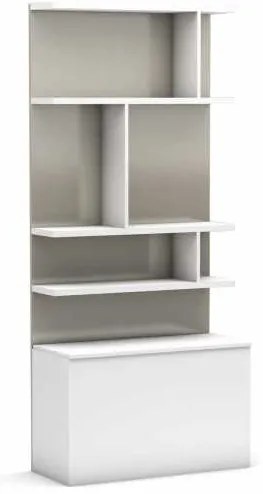 Biblioteca - Royal Bookcase (100 cm) (Culoare biblioteca Royal: Alb Lucios + Corpuri albe mat)