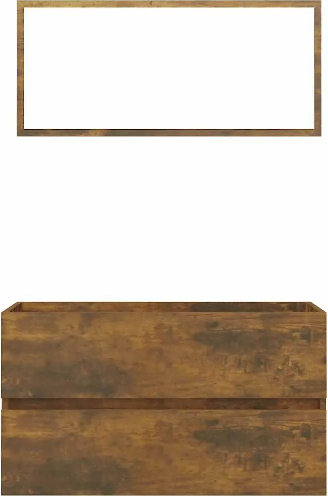 vidaXL Set mobilier de baie, 2 piese, stejar fumuriu, lemn prelucrat
