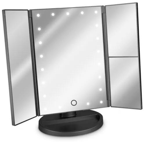 Oglinda Cosmetica cu 3 fete, Iluminare LED, marire 3x, pliabila, 43457.47