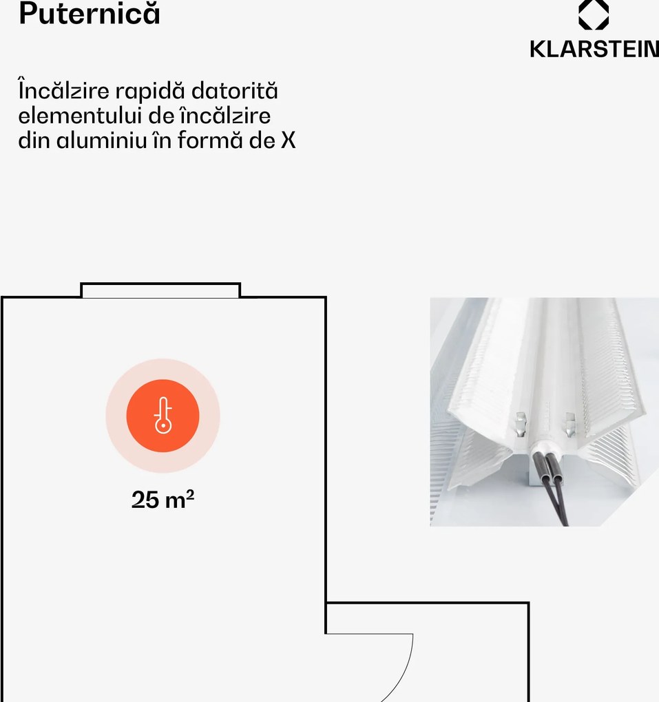 Klarstein Bansin Smart 2500, convector,  2500 W, control prin intermediul aplicației