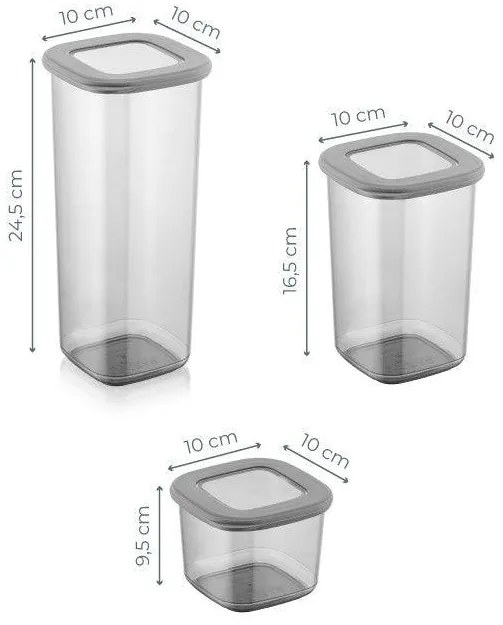 Set cutie de depozitare Storage Box Set   BNM9LU Bucatarie , Gri, 10 x 25 x 10 cm