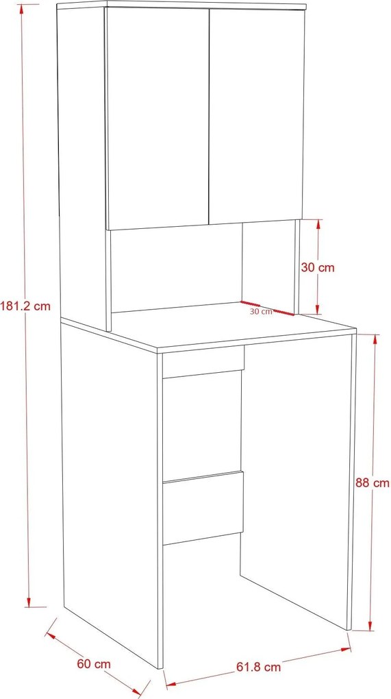 Dulap Baie Adore cu Loc Pentru Masina de Spalat, 3 Rafturi, 2 Usi, Alb, 65x182x60 cm