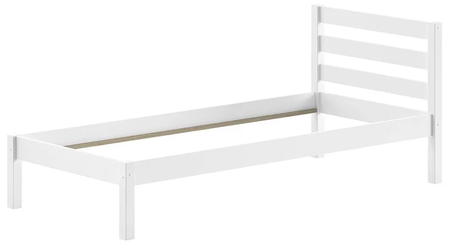 Pat pentru copii alb din lemn de pin fără somieră 90x200 cm Pino – Vipack