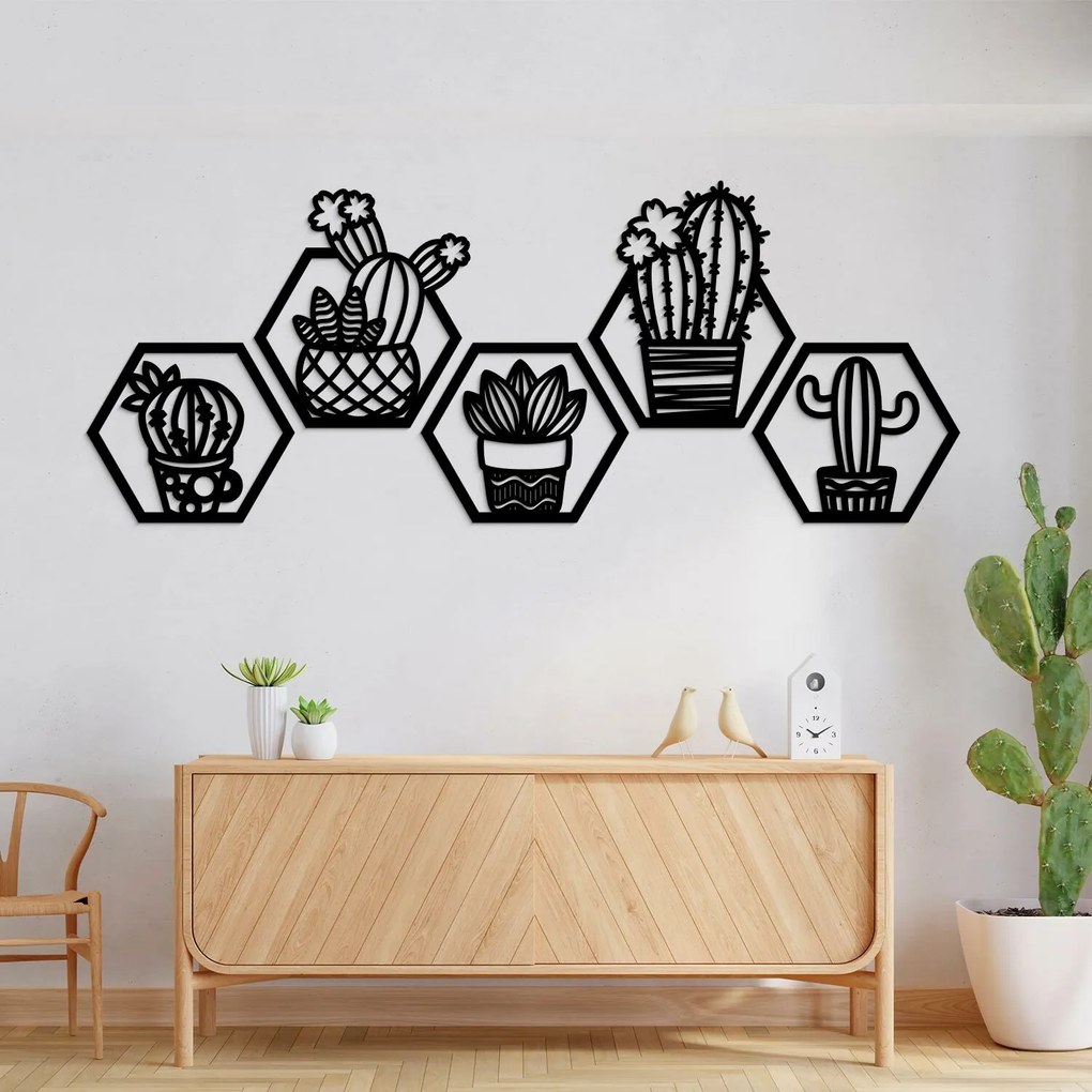 DUBLEZ | Set de Tablouri Hexagonale - Cactuși
