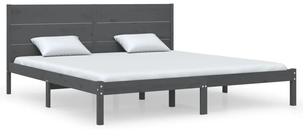 3104175 vidaXL Cadru de pat, gri, 200x200 cm, lemn masiv de pin