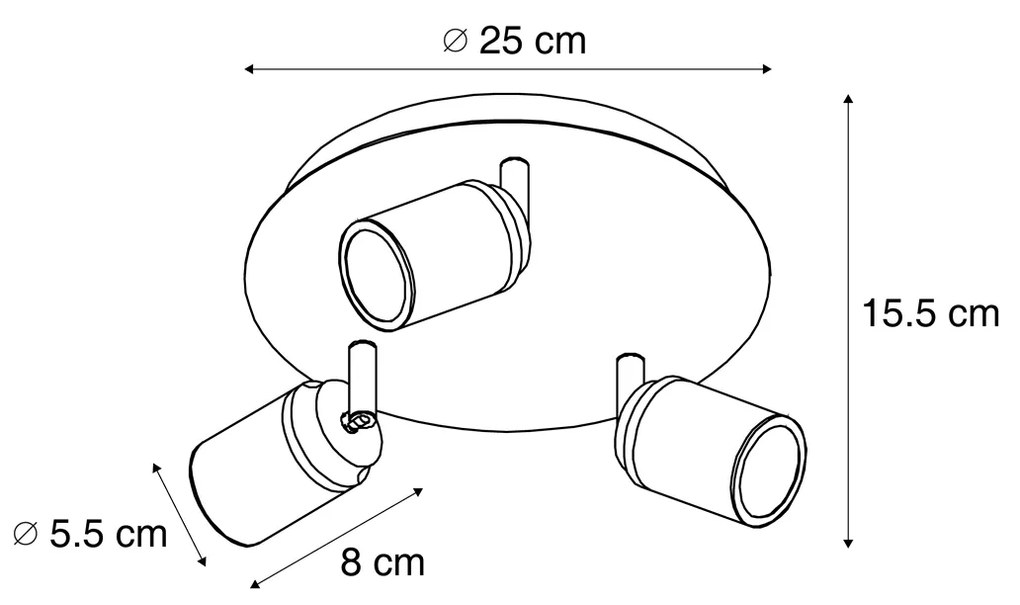 Spot modern pentru baie alb cu 3 lumini IP44 - Ducha