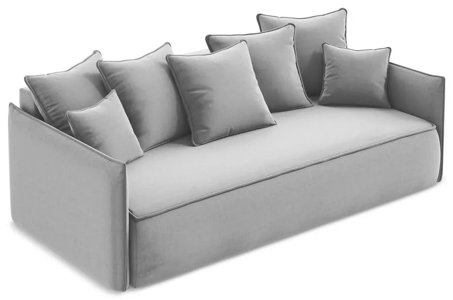 Canapea gri deschis extensibilă/cu spațiu de depozitare cu tapițerie din catifea 225 cm Hula – Makamii