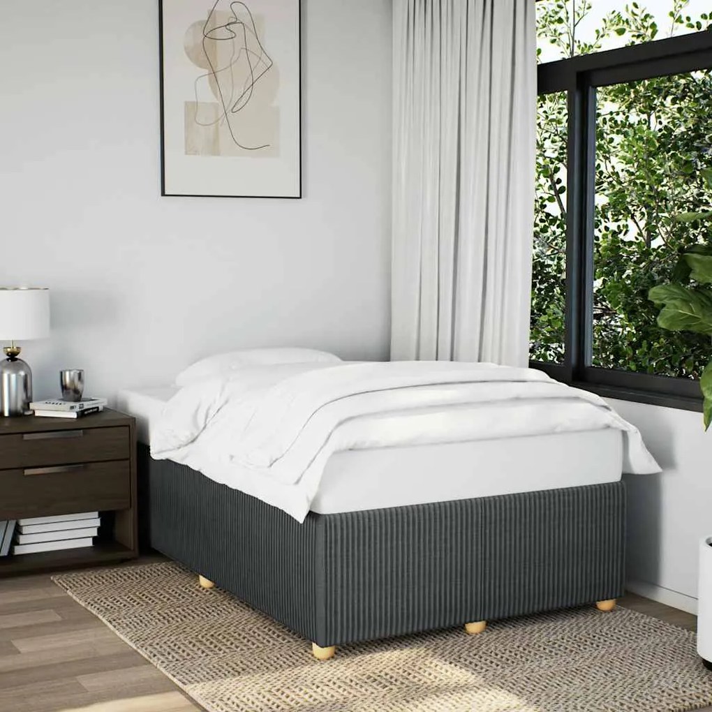 vidaXL Cadru de pat fără saltea gri închis 120x190 cm țesătură