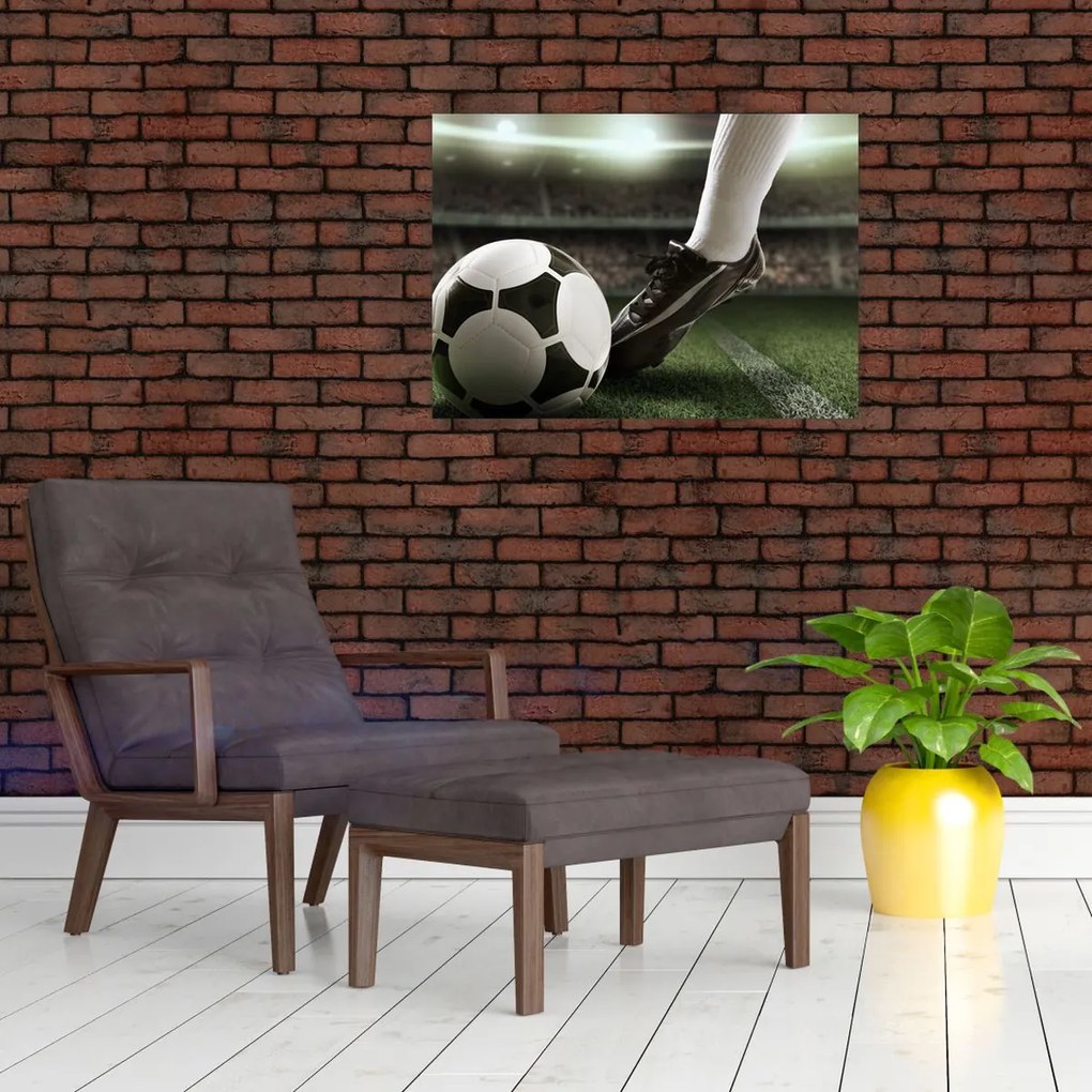 Tablou pe sticlă - Minge de fotbal (70x50 cm)
